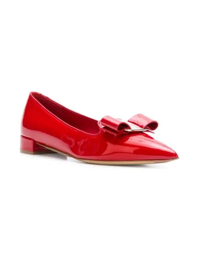 Shop Ferragamo Salvatore  Vara Pointed Toe Flats - Red