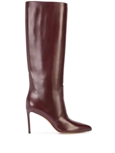 Shop Francesco Russo Knee High Boots In Red