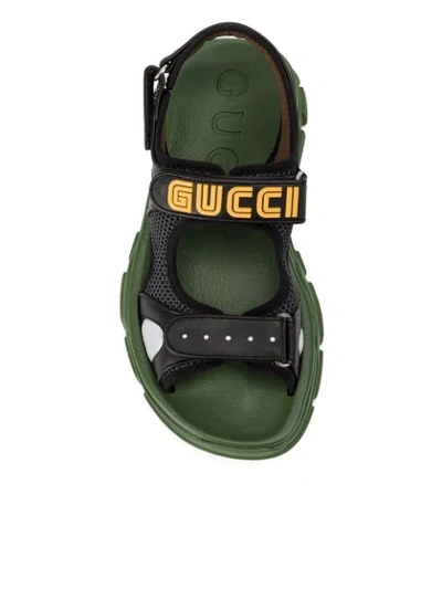 Shop Gucci Touch Strap Logo Sandals In Black