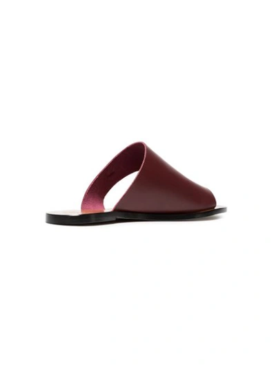 Shop Atp Atelier Burgundy Rosa Leather Flat Sandals In Red