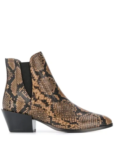 Shop Tod's Snakeskin Printed Ankle Boots In Neutrals