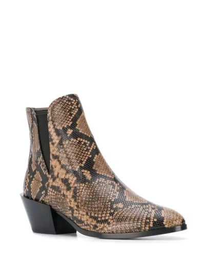 Shop Tod's Snakeskin Printed Ankle Boots In Neutrals