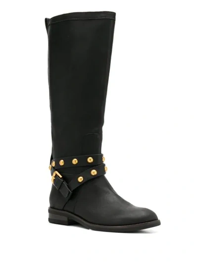 Shop See By Chloé Studded Knee High Boots In Black
