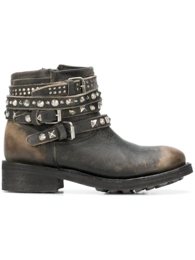 Shop Ash Tatum Destroyer Buckled Boots - Black