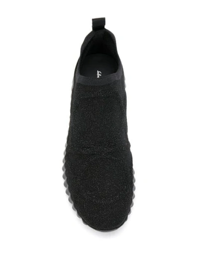 Shop Ferragamo Wave Sole Sneakers In Black