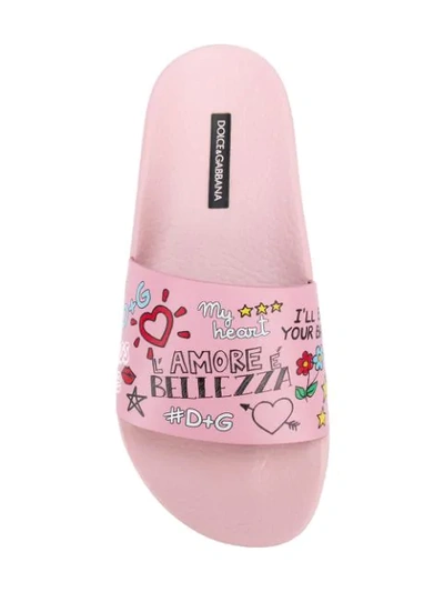 Shop Dolce & Gabbana Bellezza Pool Slides In Pink