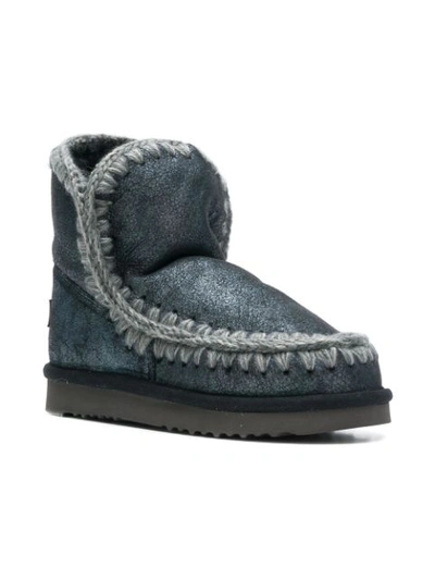 Shop Mou Eskimo Metallic Boots - Blue