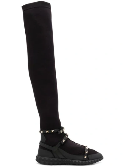 Shop Valentino Garavani Rockstud Boots - Black