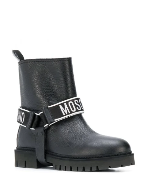 white velcro strap biker boot