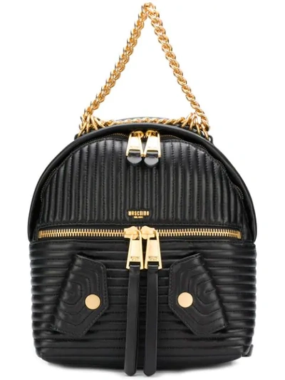Shop Moschino Quilted Chain-trim Backpack - Black