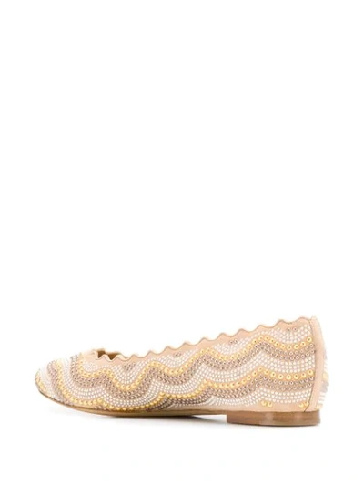 CHLOÉ STUDDED LAUREN BALLERINAS - 金色