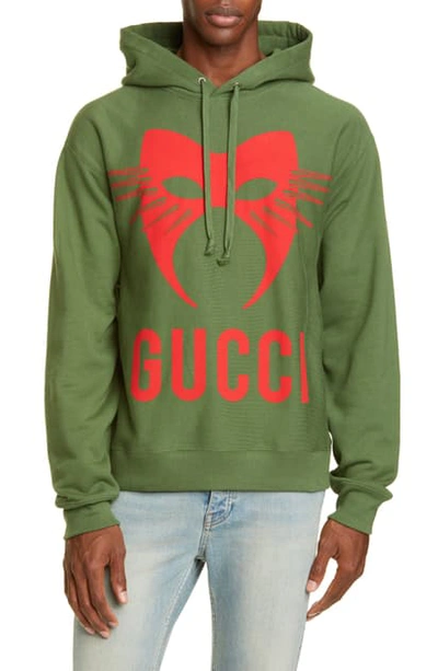 Shop Gucci Manifesto Mask Graphic Pullover Hoodie In Asparagis Green/mix
