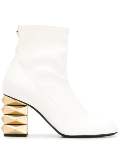 Shop Giuseppe Zanotti Stud Heel Boots In White