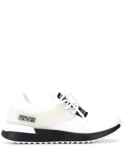 Shop Versace Jeans Couture Logo Printed Sneakers In White