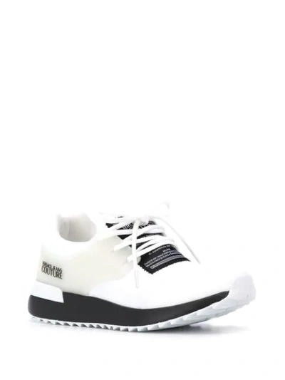 Shop Versace Jeans Couture Logo Printed Sneakers In White