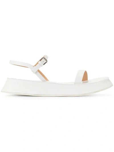 Shop Jil Sander Flatform Sandals In White