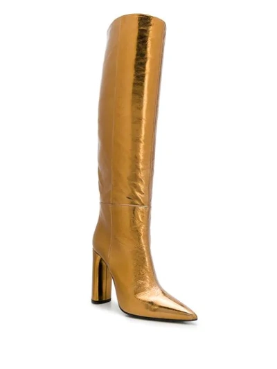 Shop Casadei Knee High Boots In Gold