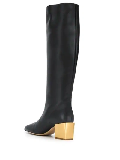 Shop Ferragamo Mirror Heel Gancini Boots In Black