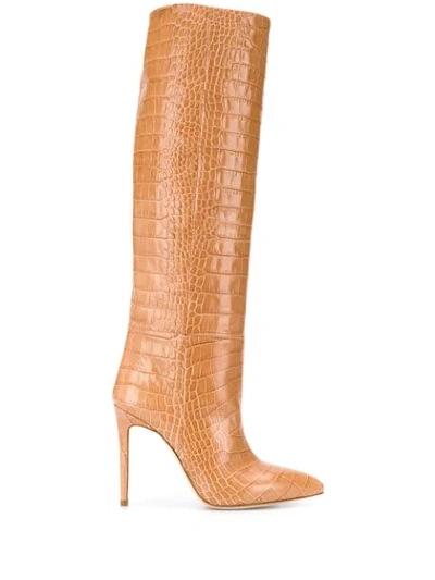 Shop Paris Texas Crocodile Printed Boots In Brown