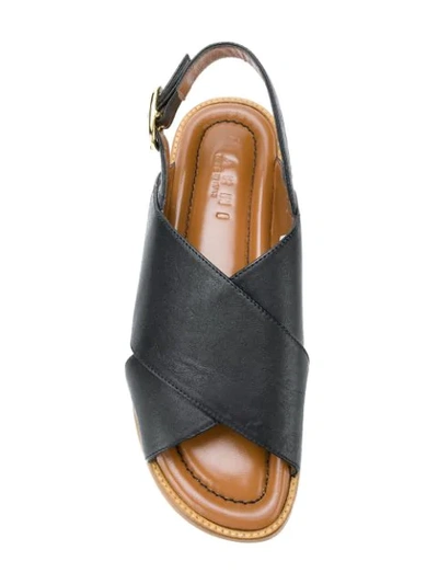 Shop Marni Fussbett Flatform Sandals In Black