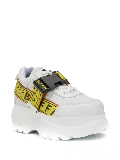 Shop Buffalo Logo Tape Platform Sneakers In White