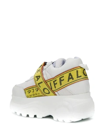 Shop Buffalo Logo Tape Platform Sneakers In White