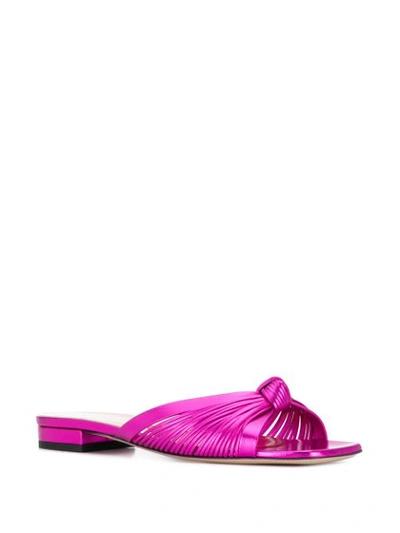 Shop Gucci Metallic Leather Flat Sandals In Pink