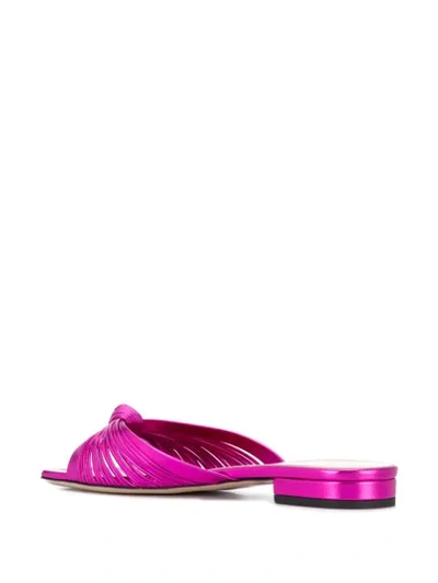 Shop Gucci Metallic Leather Flat Sandals In Pink