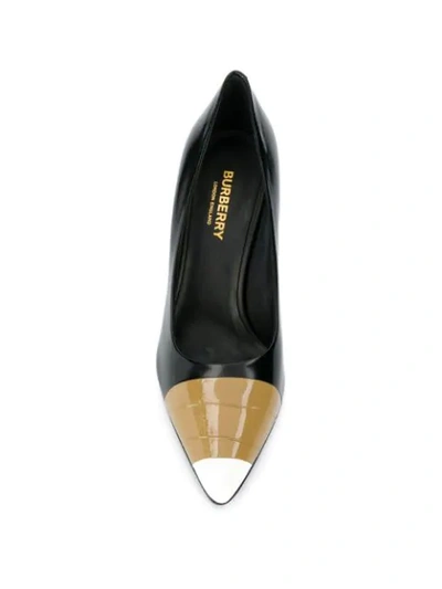 Shop Burberry Tape Detail Pumps In Black