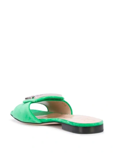 Shop Gucci Crystal Embellished G Sandals In Green