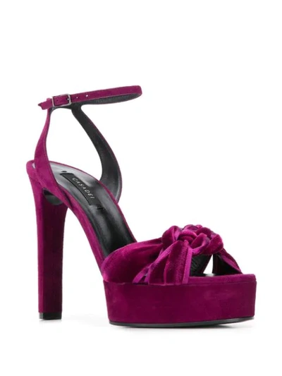 Shop Casadei Twisted Strap Heeled Sandals In Purple