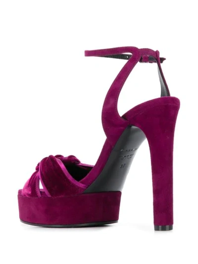 Shop Casadei Twisted Strap Heeled Sandals In Purple