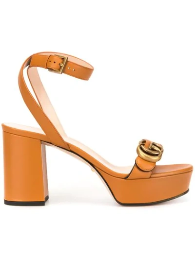Shop Gucci Gg Platform Sandals In Brown