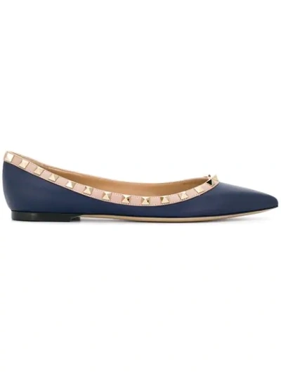 Shop Valentino Garavani Rockstud Ballerinas In Blue