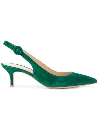 Shop Gianvito Rossi Pointed Slingback Pumps In Green