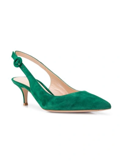 Shop Gianvito Rossi Pointed Slingback Pumps In Green