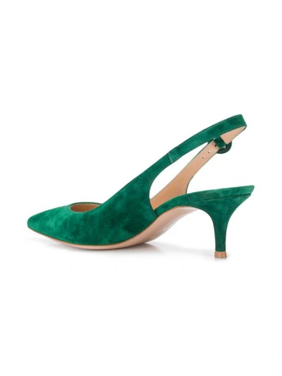 Shop Gianvito Rossi Pointed Slingback Pumps In Green