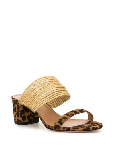 Shop Aquazzura Leopard Print Heeled Sandals In Gold
