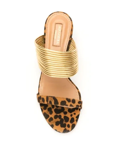 Shop Aquazzura Leopard Print Heeled Sandals In Gold