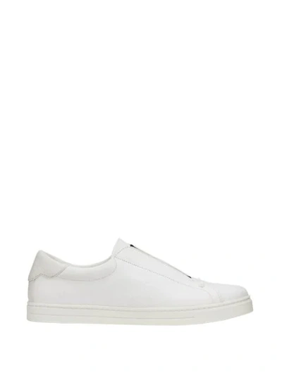 Shop Fendi Zucca Ribbed Slip-on Sneakers In White