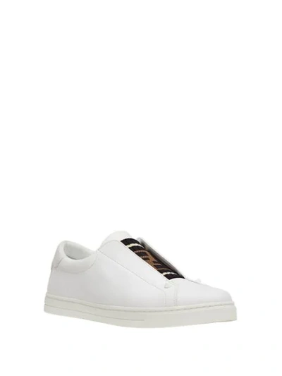 Shop Fendi Zucca Ribbed Slip-on Sneakers In White