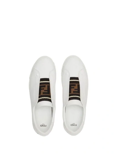 Shop Fendi Zucca Ribbed Slip-on Sneakers In White