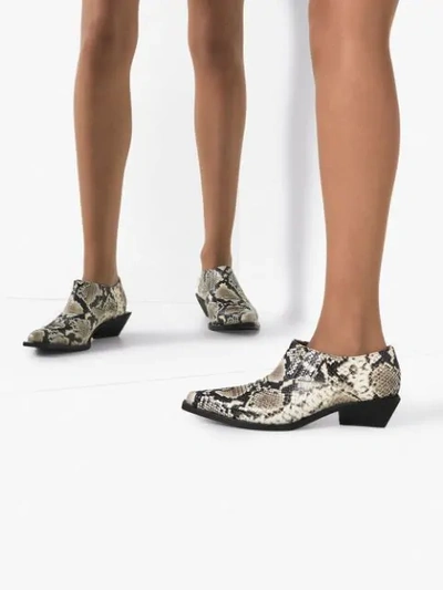 Shop Rejina Pyo Dolores Snake-print Leather Ankle Boots In Neutrals