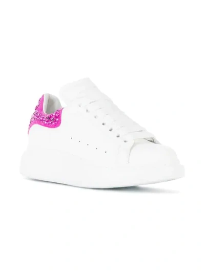 Shop Alexander Mcqueen Crystal Embellished Elevated Sole Sneakers In White