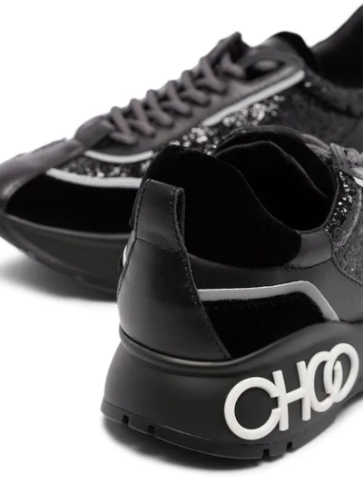 Shop Jimmy Choo Raine Glitter Logo Chunky Sneakers In Black