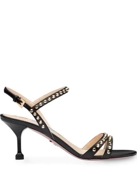 Prada Sandalen Mit Nieten In Black Modesens