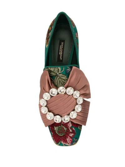 Shop Dolce & Gabbana Jackie Bejeweled Bow Pumps In Green