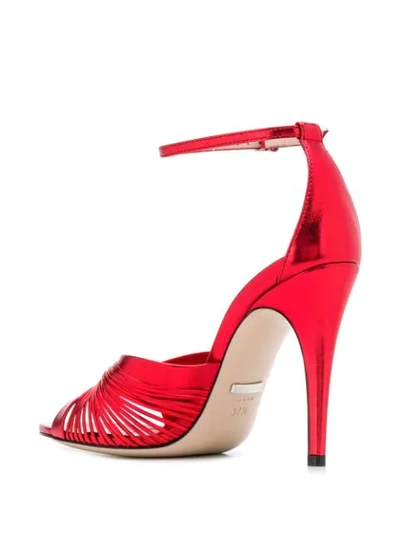 Shop Gucci Caged Stiletto Sandals In 6401 Red Flame