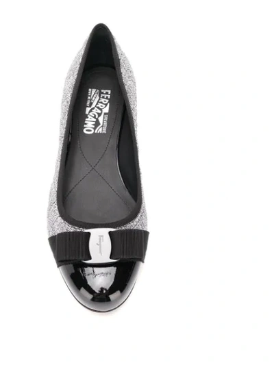 Shop Ferragamo Varina Ballerina Flats In Silver ,black