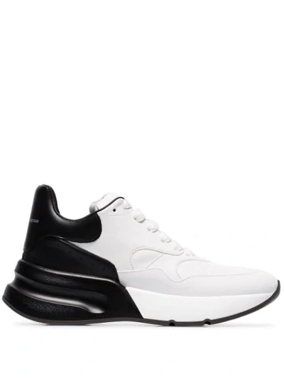 Shop Alexander Mcqueen Two-tone Lace-up Sneakers - White